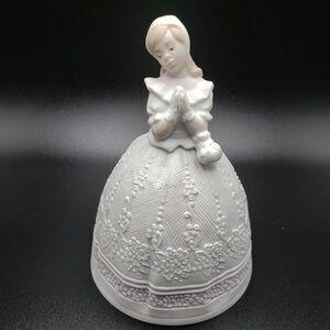 1994 Lladró Porcelain Girl with Hand Bell 4" Elegant Vintage Handmade in Spain